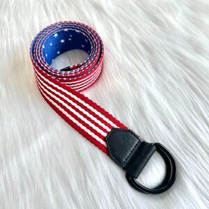 USA Stars & Stripes Reversible D-ring Belt American Flag Style